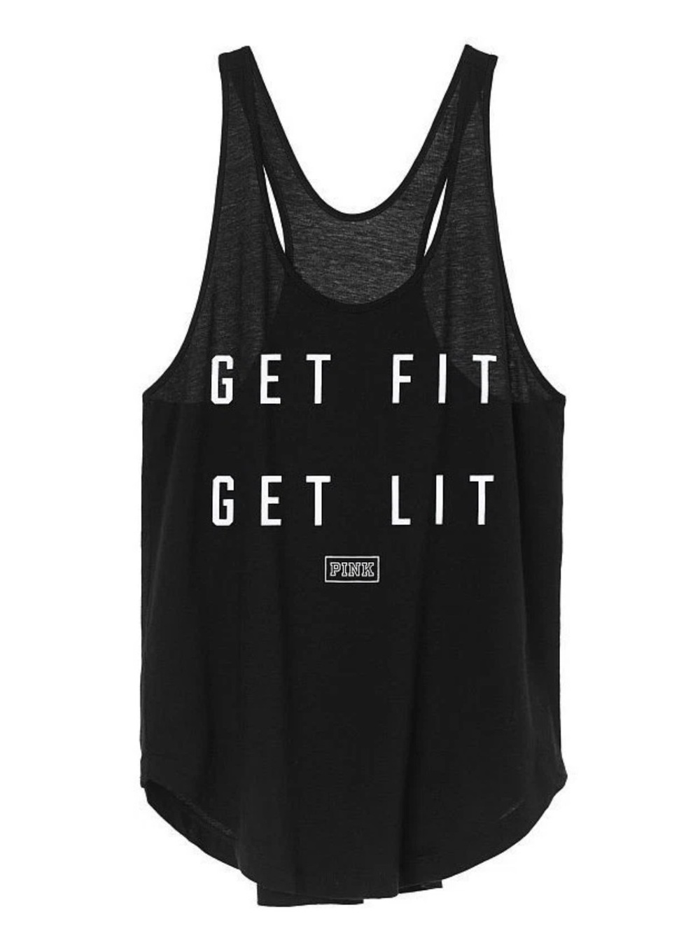 PINK Victoria's Secret Black 'Get Fit Get Lit' Racerback Tank